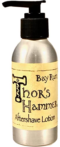 Thor's Hammer Bay Rum Aftershave Balm - Natural Ingredients, Spiced Scent - 4oz Metal Bottle