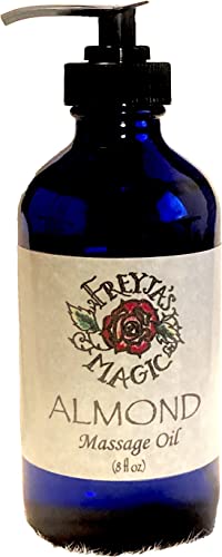 Freyja's Magic Almond Massage Oil - All Natural, Aromatherapy Benefits - 8oz Glass Bottle