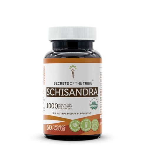 Secrets of the Tribe Herbal Supplement - High-Potency USDA Organic Schisandra 1000mg - 60 Capsules