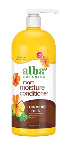 Alba Botanica Coconut Milk Conditioner - Moisture Lock for Dry Hair, 100% Vegetarian - 32oz