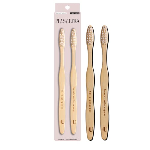 Plus Ultra Bamboo Toothbrush 2-Pack - Dentist Approved, Soft Bristles, Affirmation Handles