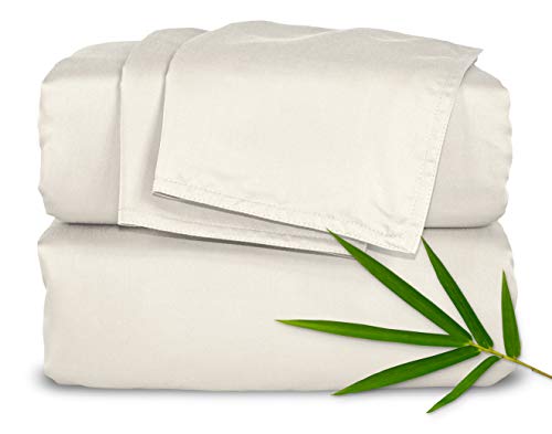 Pure Bamboo King Bed Sheet Set - 100% Organic Viscose, Cooling Comfort, Deep Pockets - Ivory