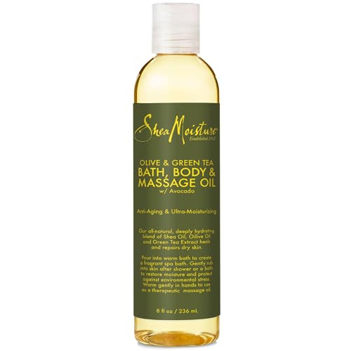 SheaMoisture Massage Oil - Deeply Moisturizing Olive & Green Tea, Paraben-Free - 8 Fl Oz