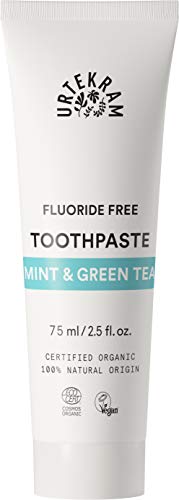 Urtekram Mint & Green Tea Toothpaste - Certified Organic, Fluoride-Free, Vegan - 75ml