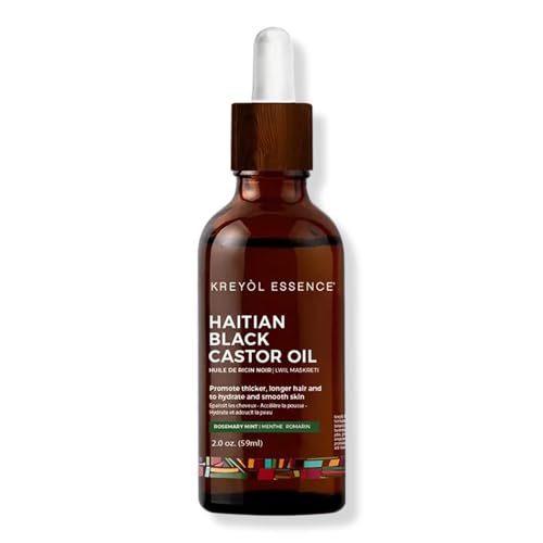 Kreyol Essence Haitian Black Castor Oil - Promotes Hair Growth, Hexane-Free, 4oz Glass Bottle