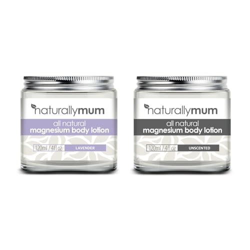 NaturallyMum Magnesium Body Lotion Bundle - Supports Sleep, Heart & Muscle Health - 2 x 4 fl oz