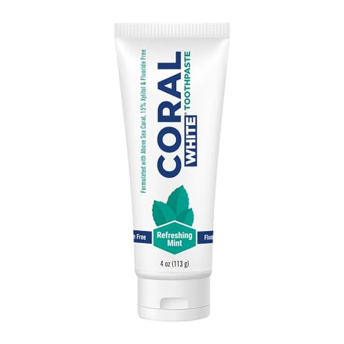 Coral White Fluoride-Free Toothpaste - Gentle Whitening, Coral Calcium, Mint Flavor - 4oz