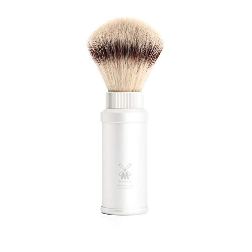 MÜHLE Travel Shaving Brush - Soft Silvertip Fiber, No Plastic, Rich Lather - Compact Design