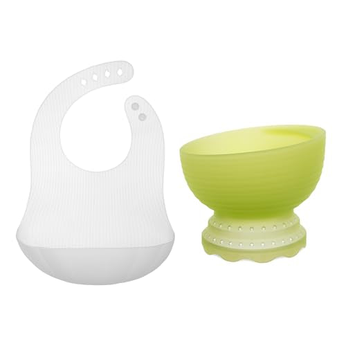 Olababy Silicone Baby Bib - Safe, Durable, Easy to Clean, Travel Case Included - Pearl Color