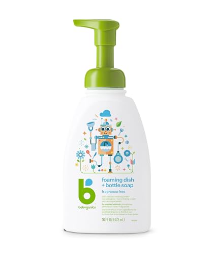 Babyganics Foaming Dish Soap - Plant-Derived Power, Fragrance-Free, Gentle on Skin - 16 Fl Oz