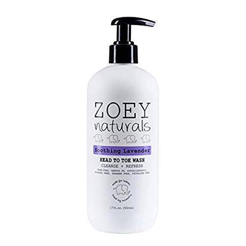 Zoey Naturals Kids Shampoo & Wash - Tear-Free, Lavender Essence, Paraben-Free - 17 Oz