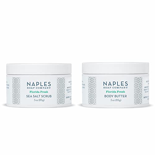 Naples Soap Company Bath & Body Gift Set - Exfoliating Sea Salt Scrub & Hydrating Body Butter - 3oz