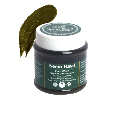 Rustic Art Neem Basil Face Wash - Reduces Breakouts, Vegan & Cruelty Free - 125g Concentrate