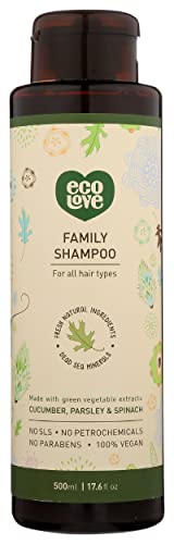 Ecolove Shampoo - Nourishes with Organic Cucumber & Herbs, No SLS, Parabens, 17.6oz