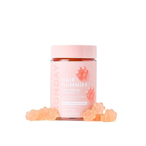 MONDAY HAIRCARE Hair Gummies - Thicker, Stronger Hair with Biotin & Antioxidants - 60 Count