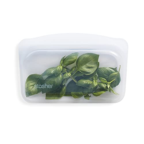 Stasher Silicone Food Storage Bags - Durable, BPA-Free, Reusable, Clear - 1/2 Gallon & Snack