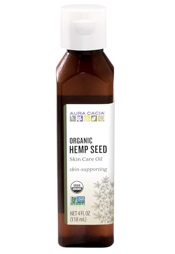 Aura Cacia Organic Body Oil - Hydrating Hemp Seed Formula, Non-GMO, 4 fl oz