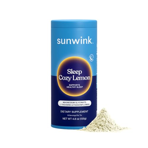 Sunwink Sleep Supplement - Supports Relaxation & Calm, Organic Lemon Flavor - 4.8 oz, 15 Servings