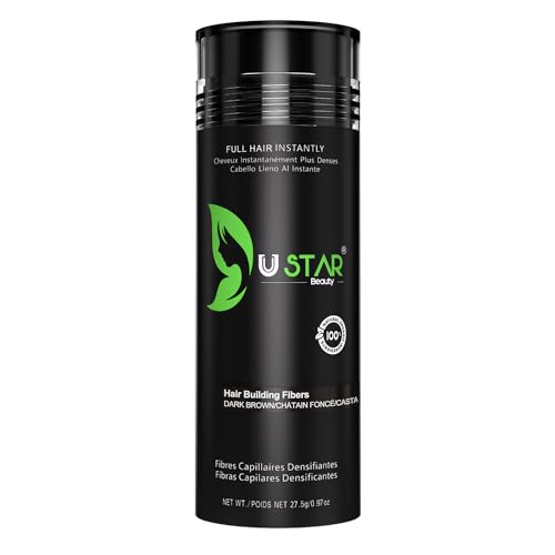 Ustar Hair Building Fibers - Natural Look for Thinning Hair, 100% Undetectable - 27.5g Dark Brown