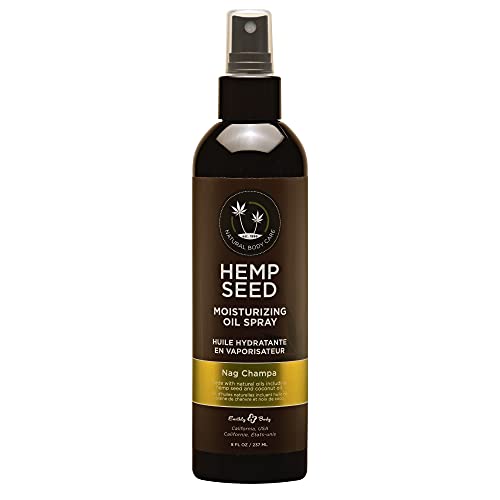 Earthly Body Hemp Seed Moisturizing Oil Spray - Nourishes & Protects Skin, Vegan - 8oz Nag Champa