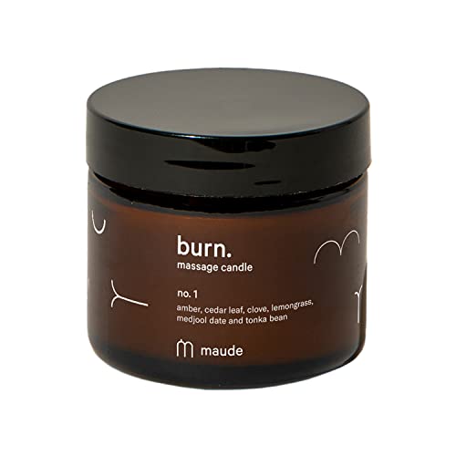 Maude Burn No. 1 Massage Oil Candle - Hydrating Jojoba & Soybean Oil, Warm Amber Scent - 2 oz