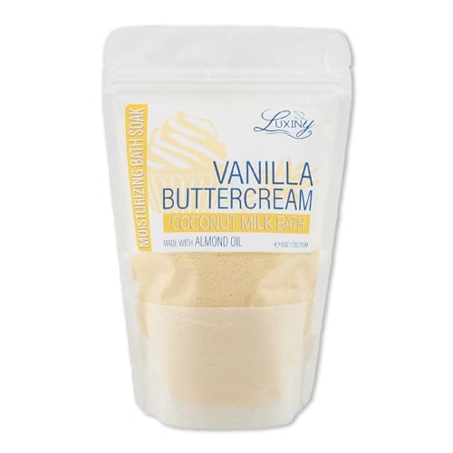 Luxiny Vegan Milk Bath Soak - Moisturizing Coconut & Almond Oils, Relaxing Vanilla Buttercream - 8oz