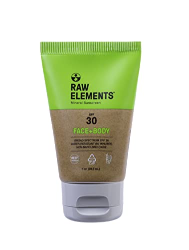 Raw Elements Mineral Sunscreen - Broad-Spectrum UVA-UVB Protection, Water Resistant - 1oz