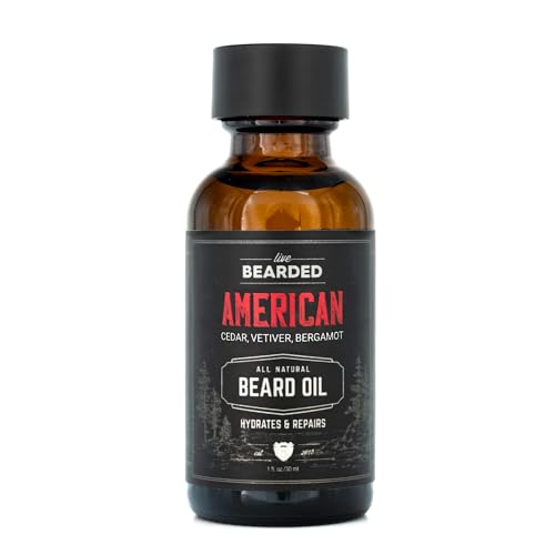 Live Bearded Beard Oil - Nourishing Jojoba Oil for Hydration, Cedar & Pine Scent - 1 fl oz