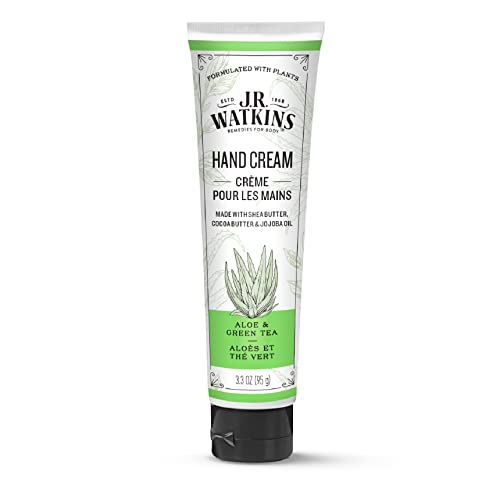 J.R. Watkins Hand Cream - Hydrating Shea Butter, Cocoa & Avocado Oil - 3.3oz Aloe & Green Tea