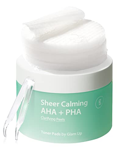 GLAM UP AHA PHA Face Toner Pads - Exfoliating, Calming, Hypoallergenic - 65 Vegan Bamboo Gauze