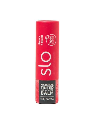 Slo Natural Tinted Lip & Cheek Balm - Hydrating Cherry Blush, Vegan, Paper Packaging - 0.28oz