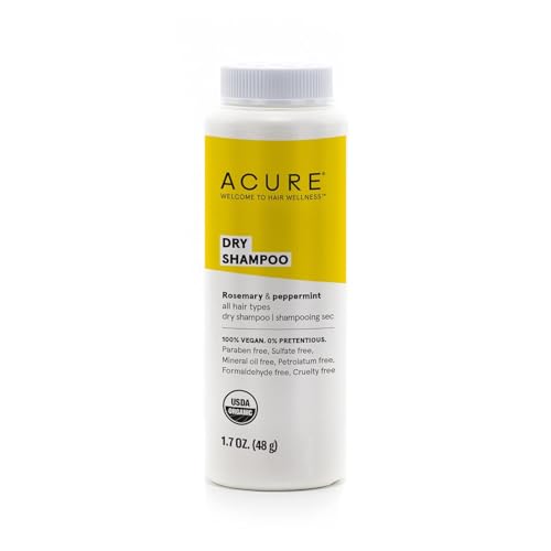 Acure Dry Shampoo - Volumizing Oil Absorber, Vegan & Organic Rosemary-Peppermint - 1.7 Oz