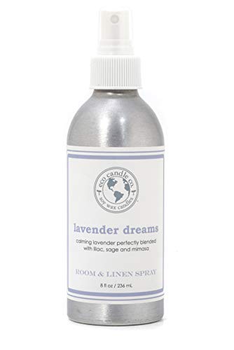 Eco Candle Co. Room & Linen Spray - Lavender Dreams, Natural Ingredients, 8oz in Recycled Bottle