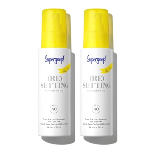 Supergoop! Face Mist - SPF 40 UV Protection, Sets Makeup, Refreshes - 3.4 fl oz, Pack of 2