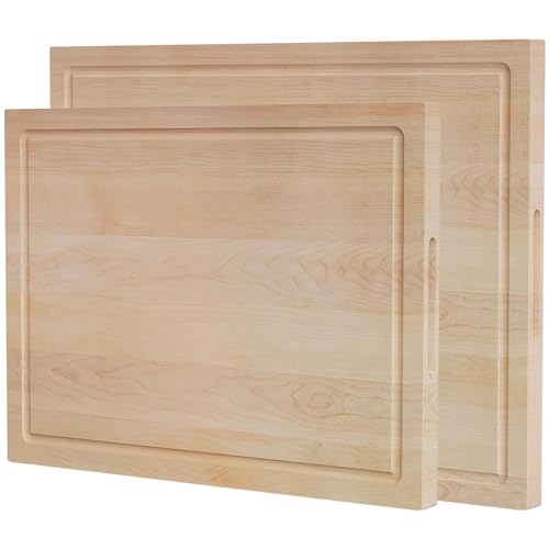 Ziruma Maple Wood Cutting Boards Set - Durable, Treated with Beeswax, PFAS-Free - 24" & 20"