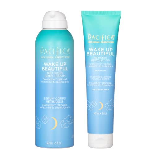 Pacifica Beauty Body Lotion & Serum Set - Hydrating, Vegan, Retinoid & Mushroom - 10 fl oz