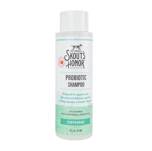 SKOUT'S HONOR Puppermint Probiotic Dog Shampoo - Itchy Skin Relief, Avocado Oil - 16oz