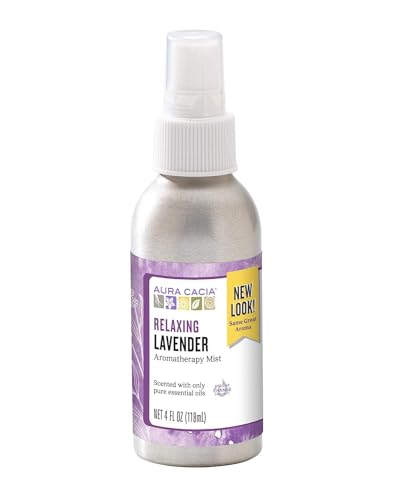 Aura Cacia Lavender Aromatherapy Mist - Calming Essential Oils, Reusable Aluminum Bottle - 4oz