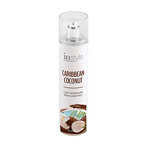 Instyle Fragrances Body & Hair Mist - Caribbean Coconut, Panthenol Infused - 8 Fl Oz Spray