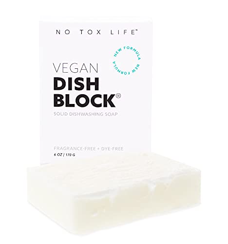 No Tox Life Dish Block - Vegan, Zero Waste, Unscented Dish Soap, Biodegradable - 6oz