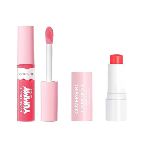 COVERGIRL Lip Gloss & Tinted Balm Bundle - Hydrating, Vegan, Natural Shine - Glamingo Pink