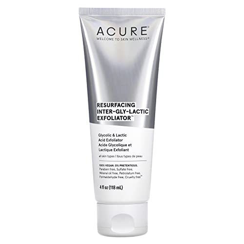 Acure Exfoliator - Gentle Facial Resurfacing with Glycolic & Lactic Acids - 100% Vegan - 4 fl oz