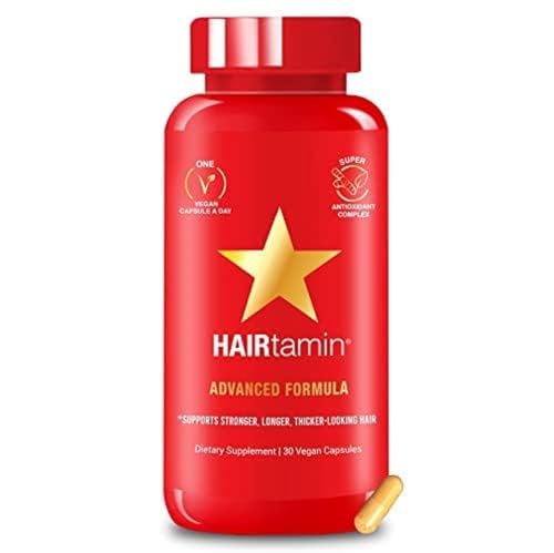 HAIRtamin Hair Supplement - Supports Stronger, Thicker Hair, Skin, and Nails - 30 Vegan Capsules