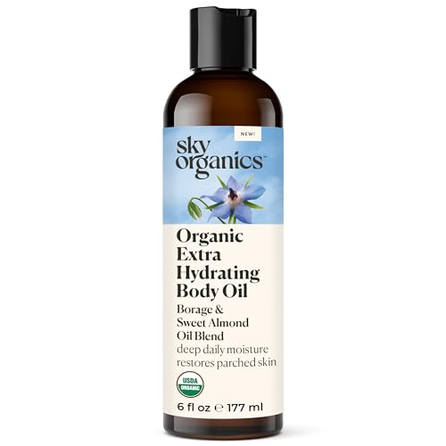 Sky Organics Massage Oil - Extra Hydrating, Organic Borage & Acai, Refreshing Orange Mint - 6 fl oz