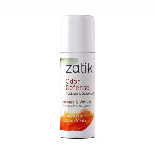 Zatik Naturals Roll-On Deodorant - Odor Neutralizer, Orange & Vetiver, Vegan - 3oz