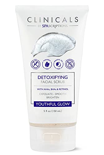 Clinicals Detoxifying Facial Scrub - Exfoliates, Brightens, AHA & BHA Enriched - 4oz