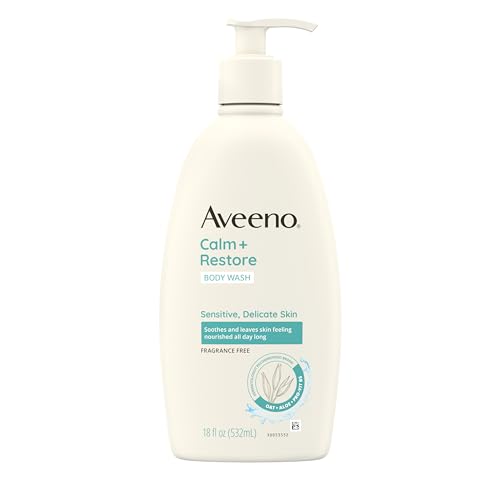 Aveeno Calm + Restore Body Wash - Nourishing Cleanser for Sensitive Skin, Fragrance-Free - 18 fl. oz