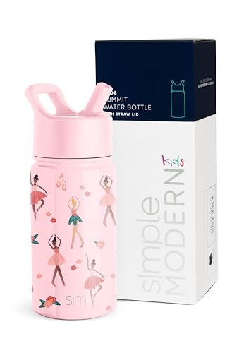 Simple Modern Kids Water Bottle - Insulated, BPA-Free, Leakproof, 14oz Pink Ballerina