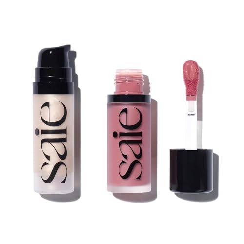 Saie Mini Glowy Super Gel & Dew Blush Duo - Hydrating Primer, Buildable Color - 0.5oz + 0.4oz