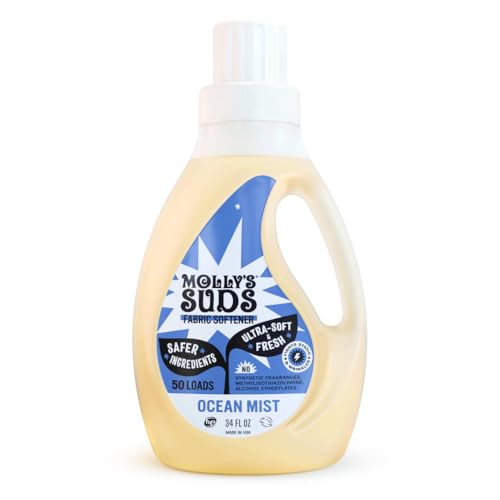 Molly’s Suds Fabric Softener - Reduces Static & Wrinkles, Hypoallergenic - Ocean Mist, 34oz